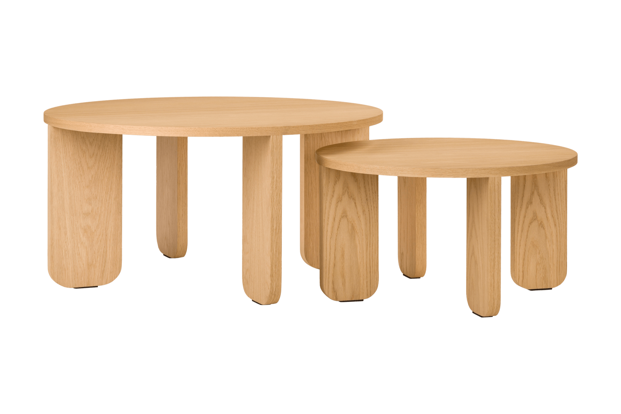 Oak round store nest of tables