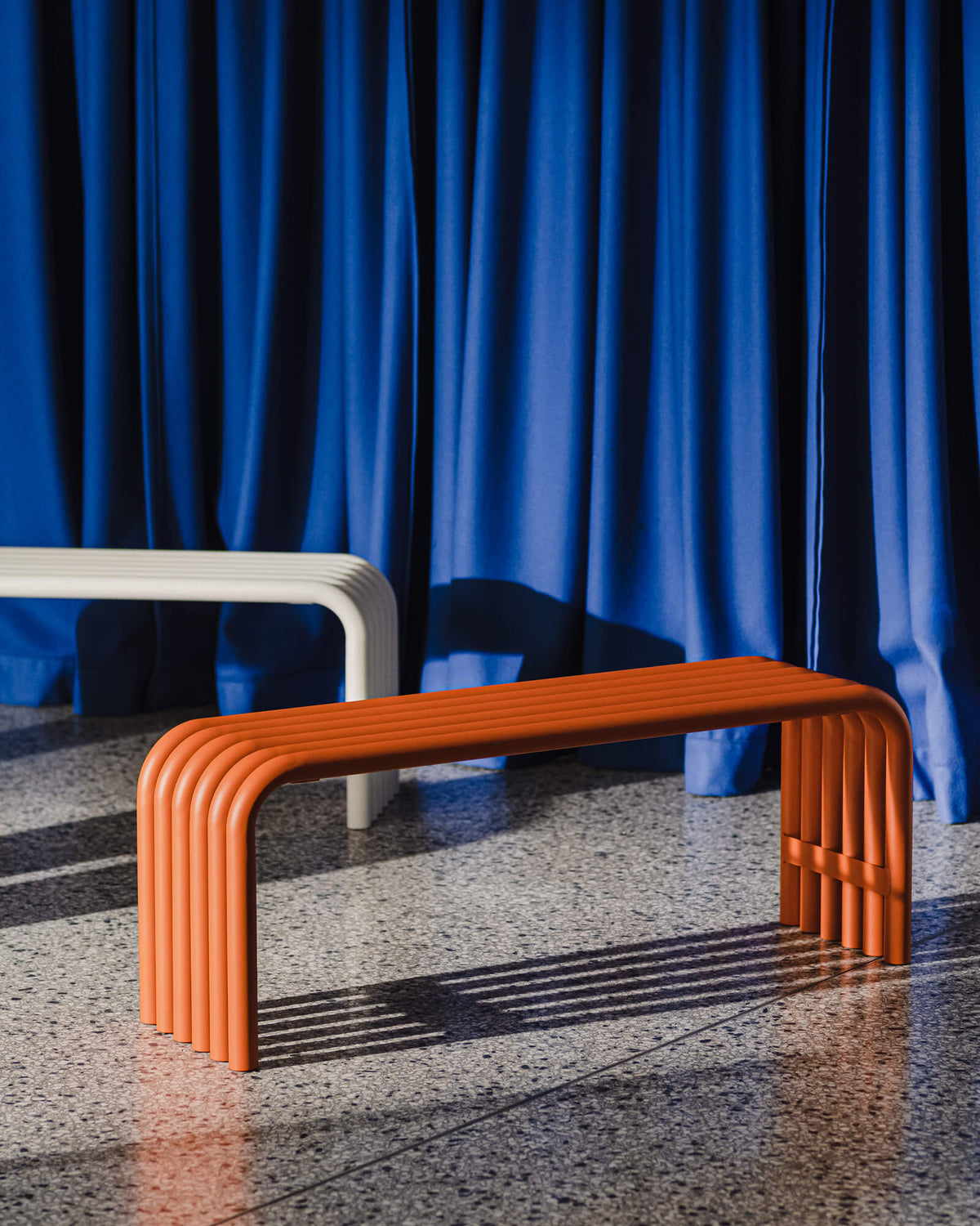 Nokk Bench - Orange Peel - vibrant bench for garden - noo.ma