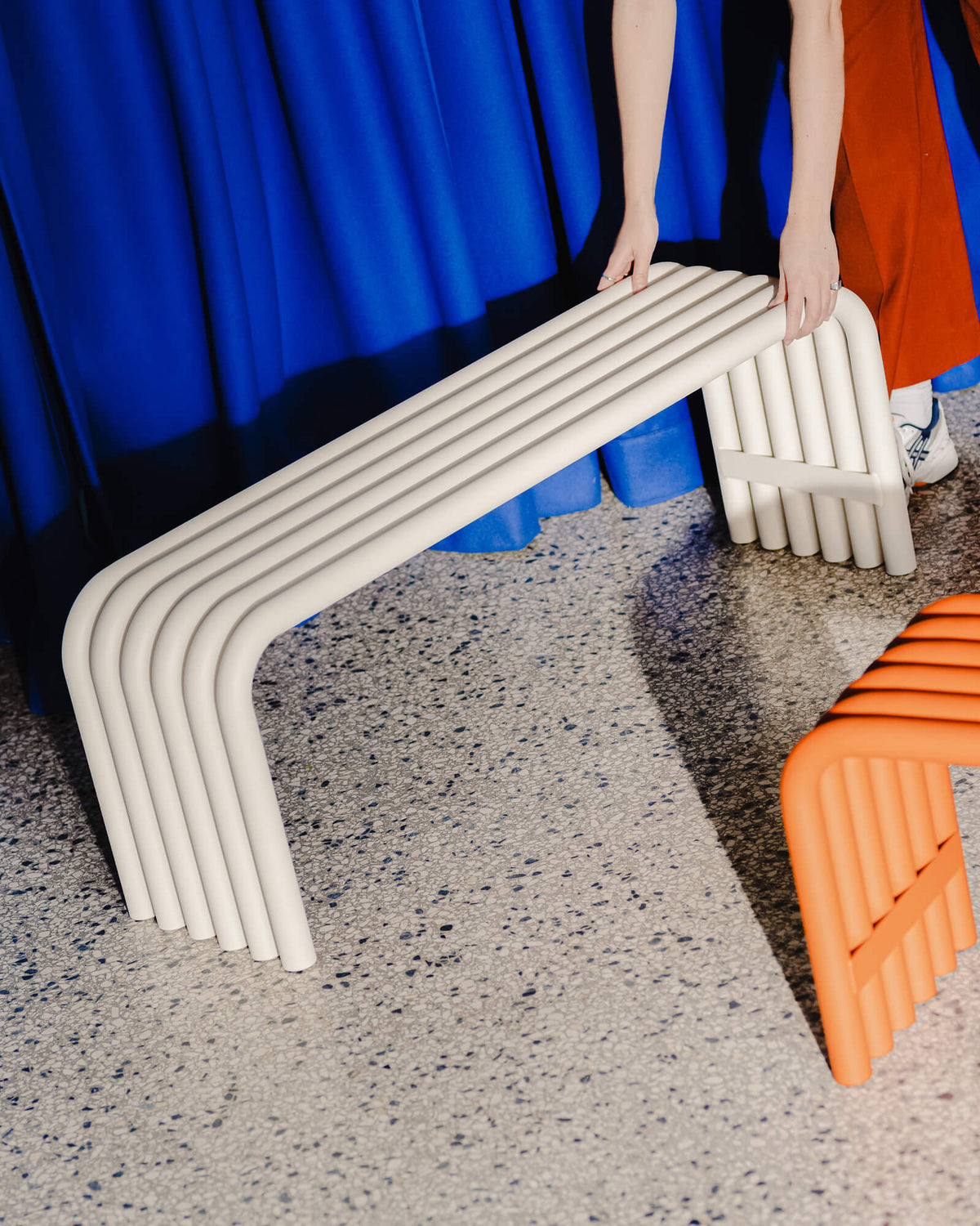 Nokk Bench - Orange Peel - vibrant bench for garden - noo.ma