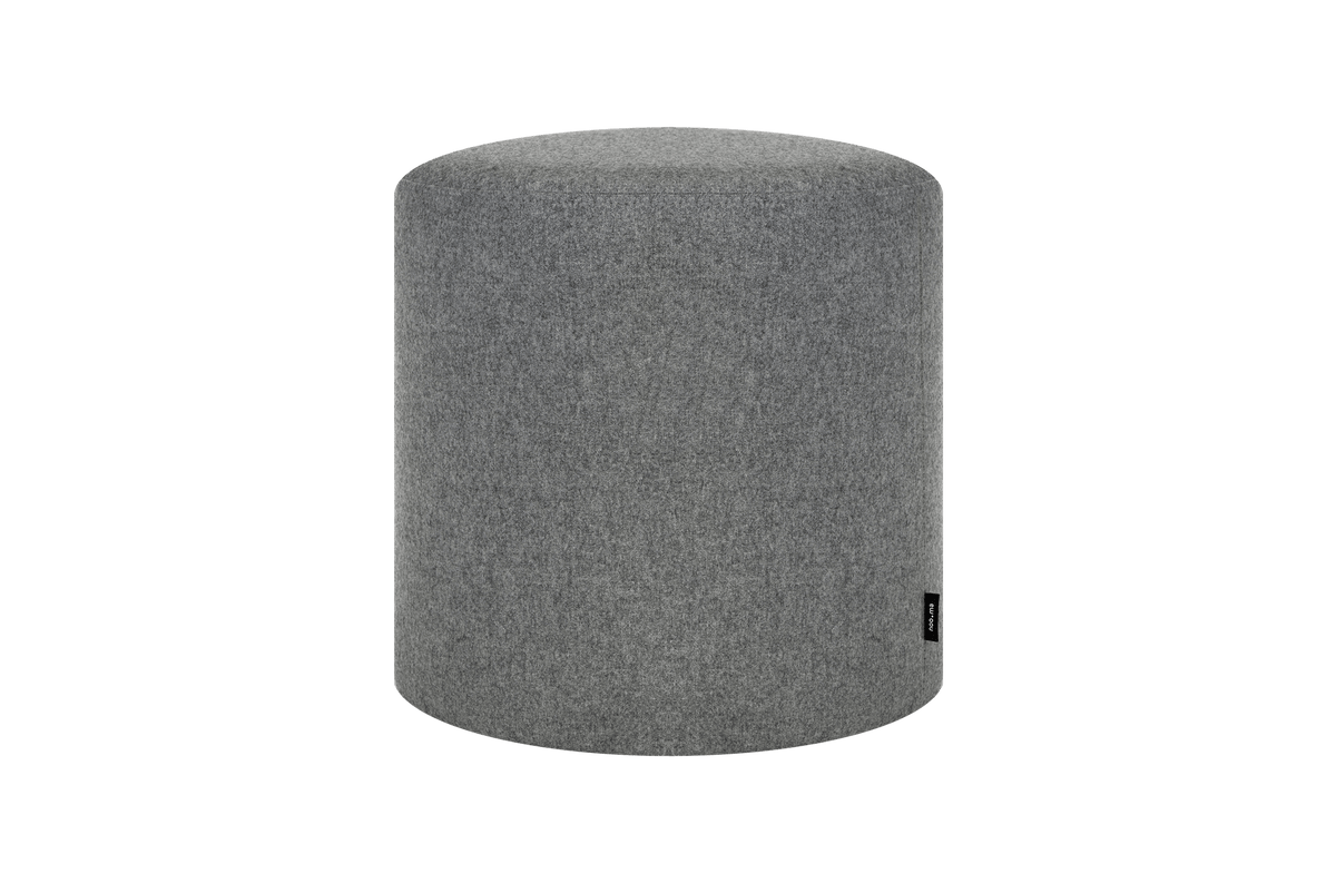 Folk Pouf Tall - grey, round pouf, wool seating - noo.ma