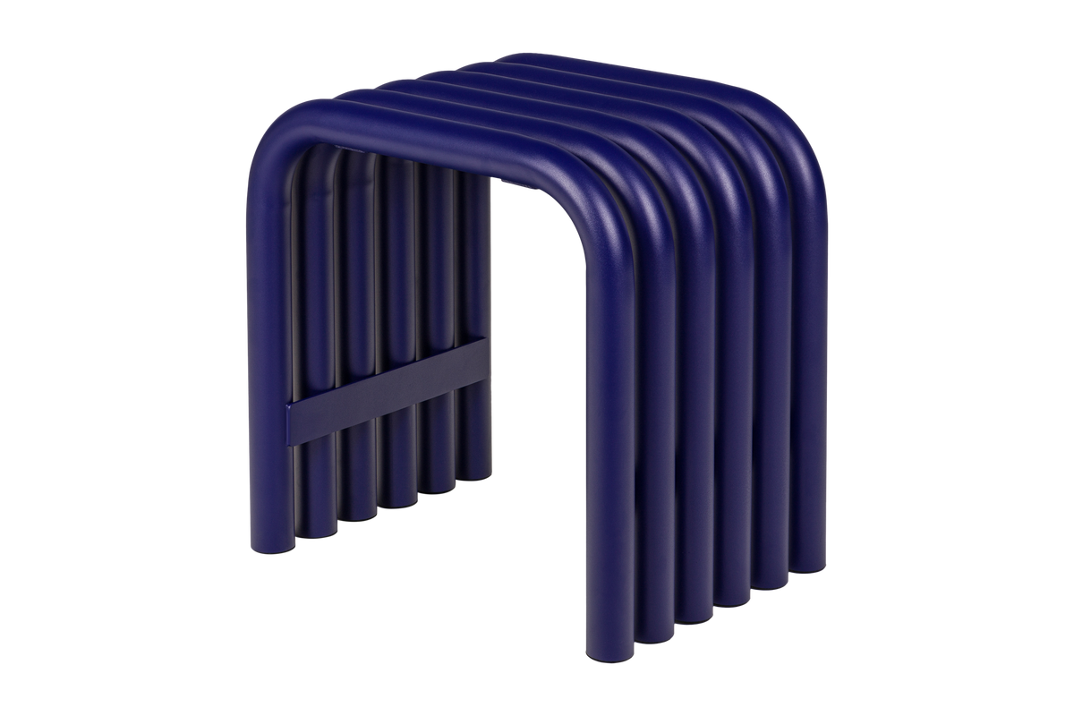 Nokk Stool - blue steel stool for living room and garden