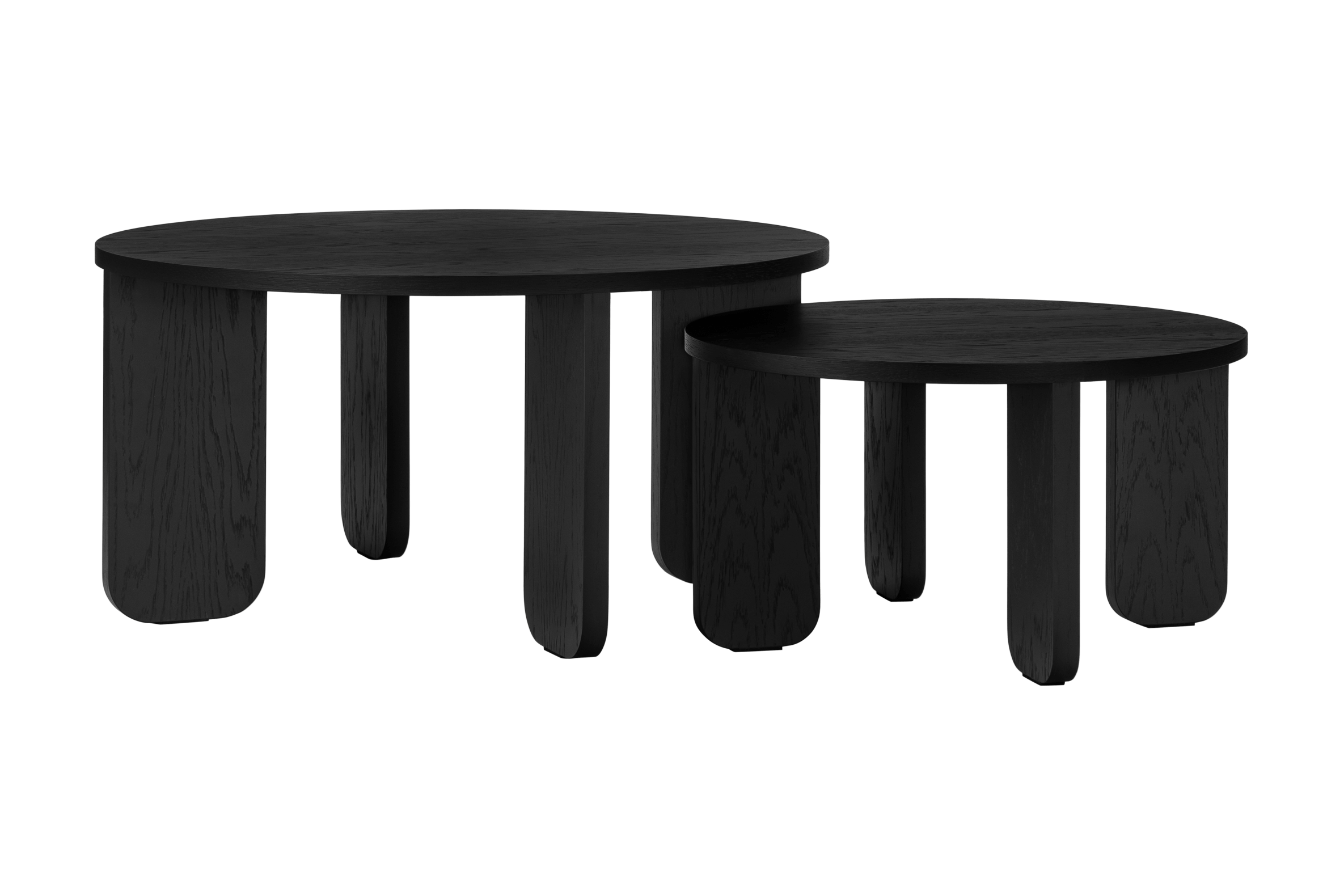 Kuvu Nest of Tables 2x round, black tables 55 & 75 cm noo.ma